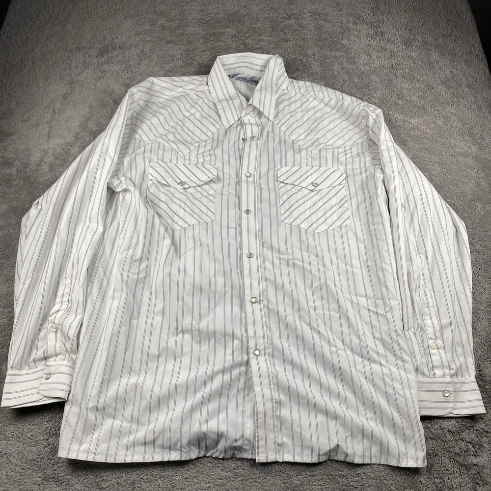 Desire Collection Long Sleeve Dress Shirt Mens Large White Stripes